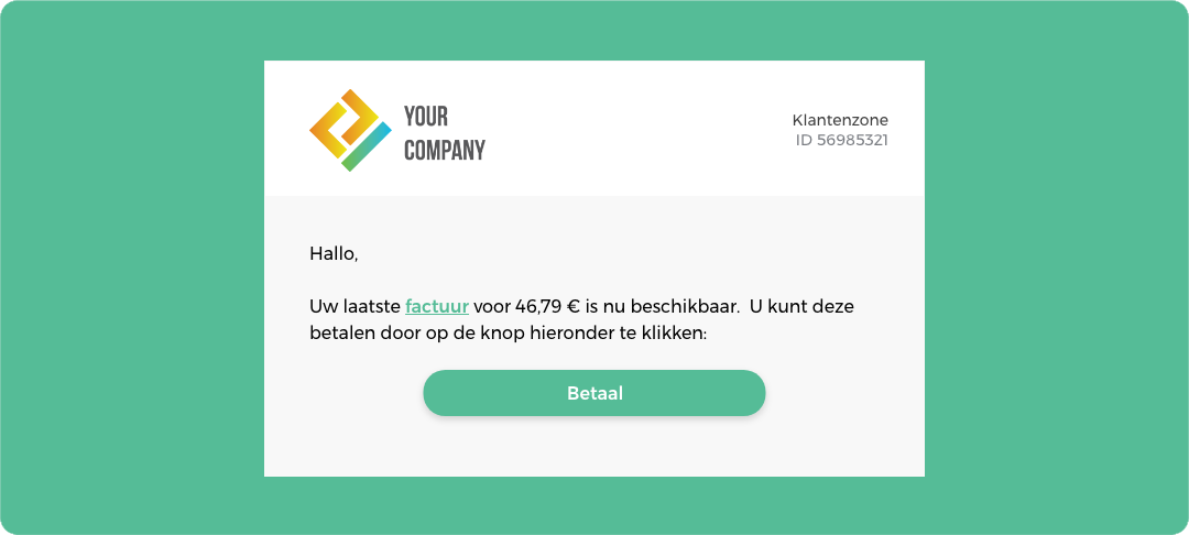 Digiteal Betalingsknop in e-mail