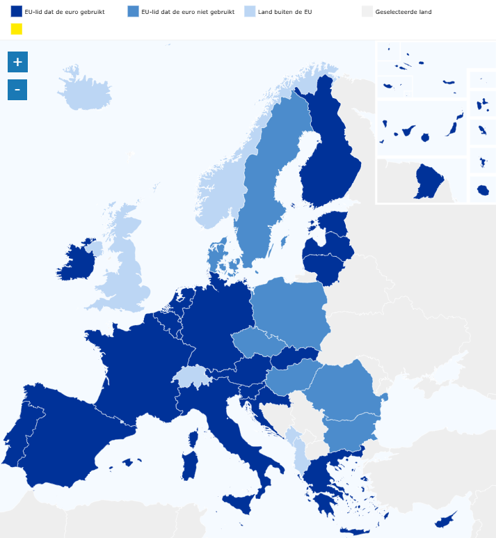 Carte des pays formant la zone SEPA